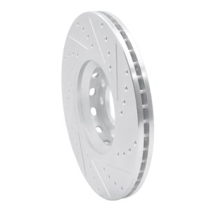 Audi A6 Brake Rotor (1) - Front Left - R1 Concepts - Drilled & Slotted - Silver - `97-`06